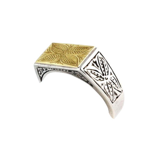 Athos Silver & Gold Ring | Handmade Greek Jewelry | Melikos