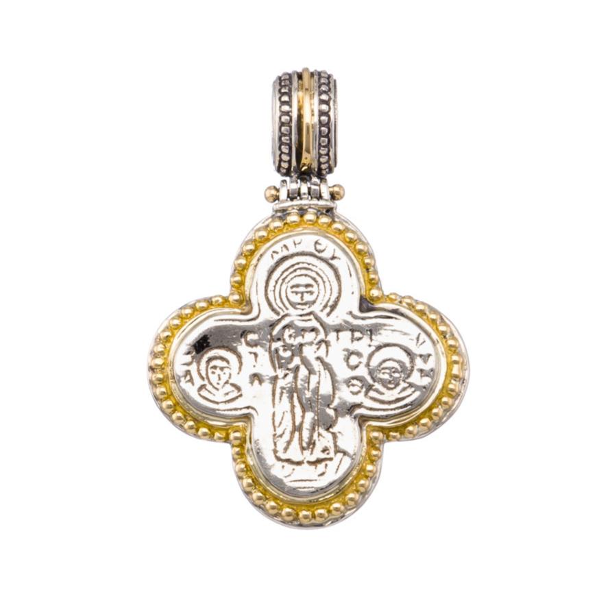 Mother of God Gold & Silver Cross