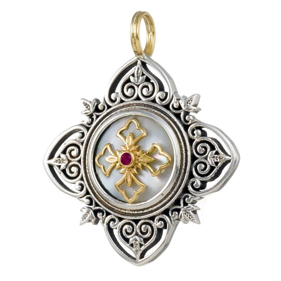 Silver & Gold Mother of Pearl Pendant