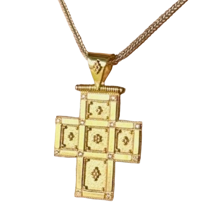 Byzantine Tiles Gold Diamond Cross