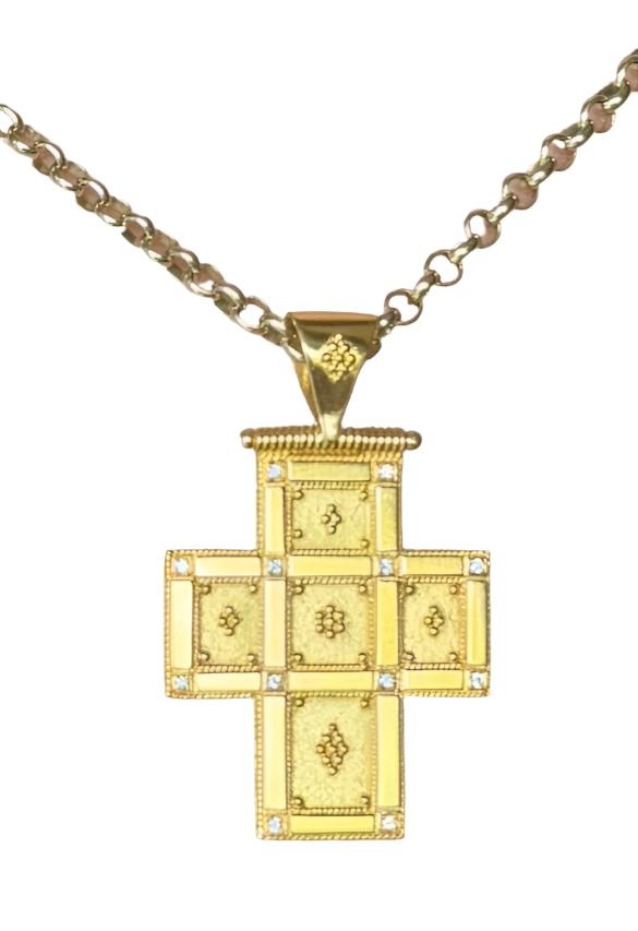 Byzantine Tiles Gold Diamond Cross