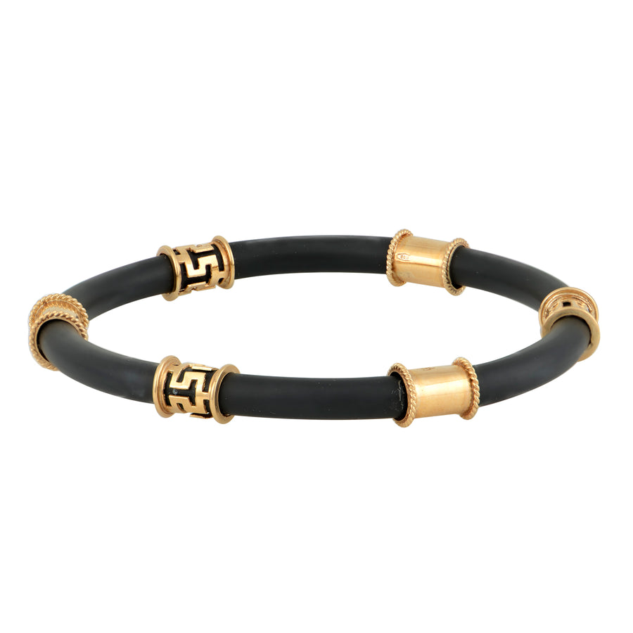 Rubber & Six Tube Gold Bracelet