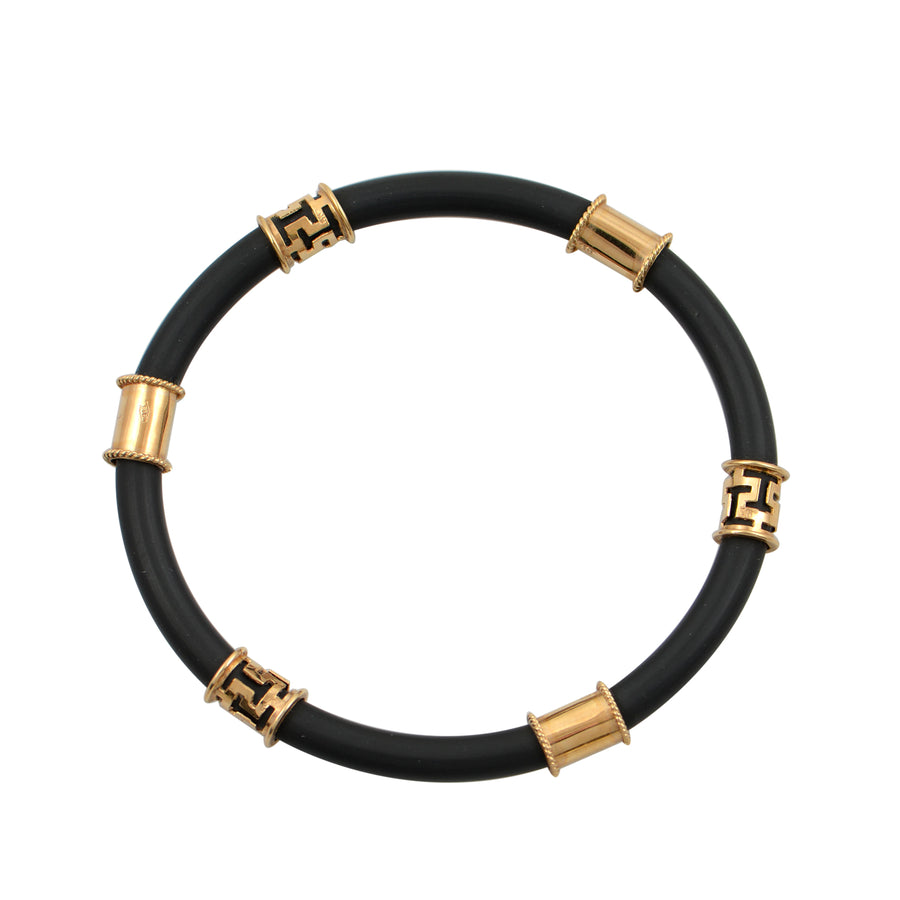 Rubber & Six Tube Gold Bracelet