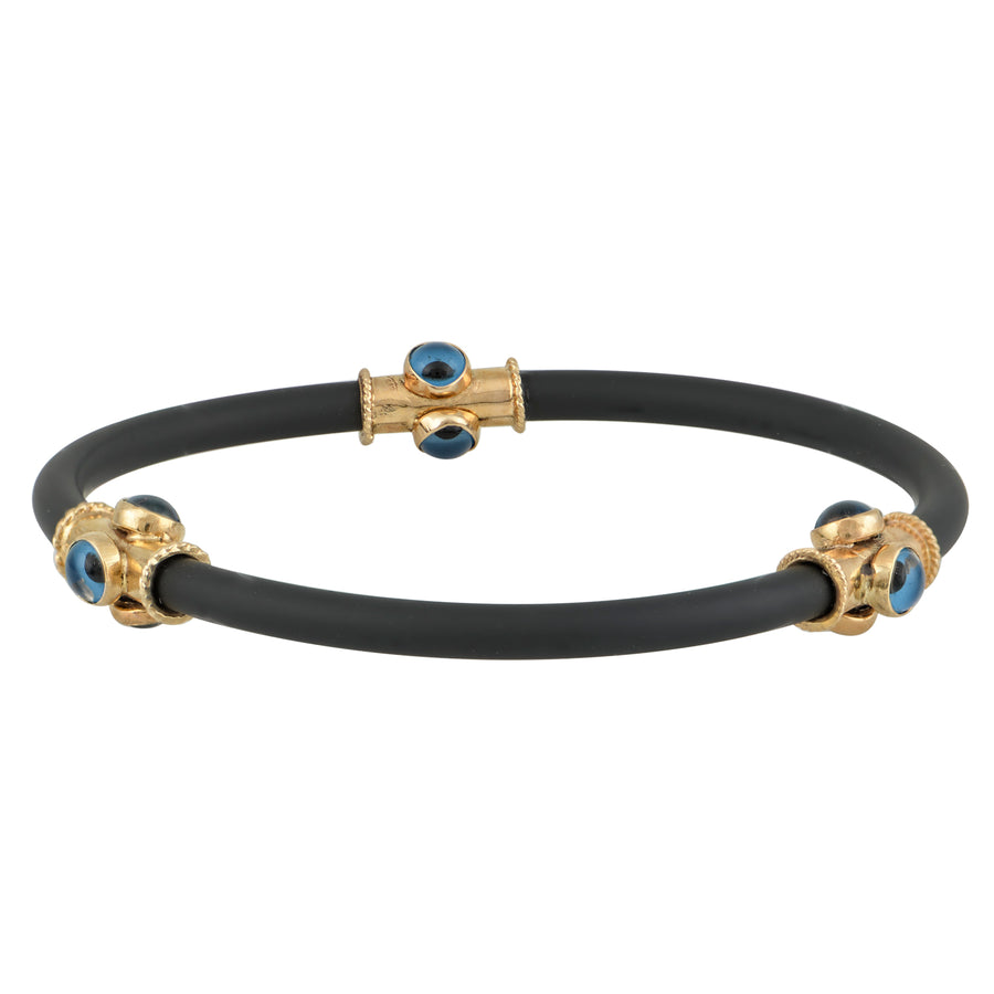 Rubber and Gold Evil Eyes Bracelet