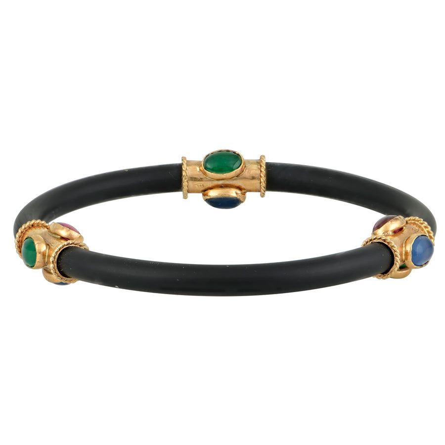 Rubber & Gold Oval Tubes Bracelet