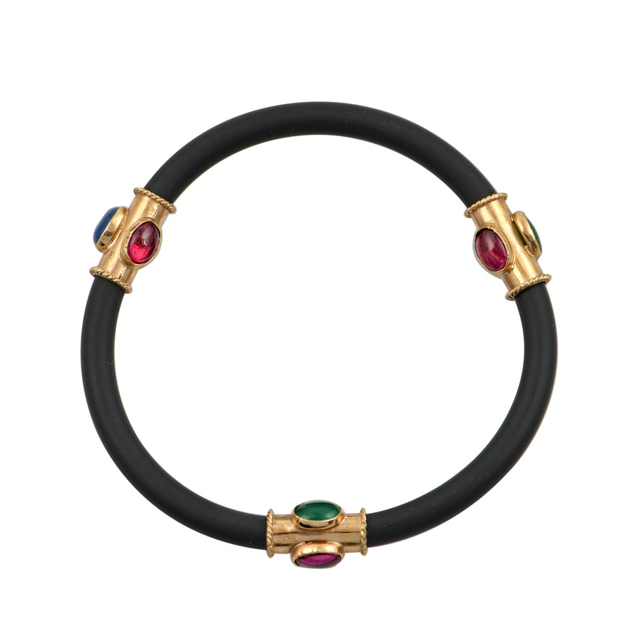 Rubber & Gold Oval Tubes Bracelet