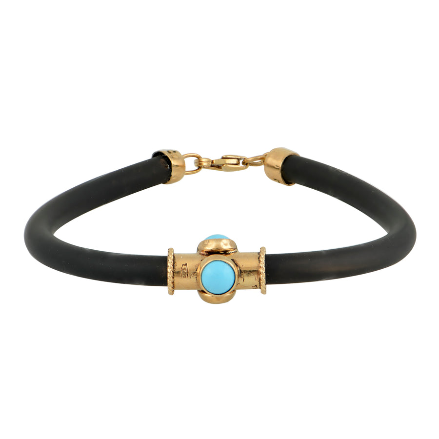 Rubber & Gold Turquoise Bracelet (w/Clasp)