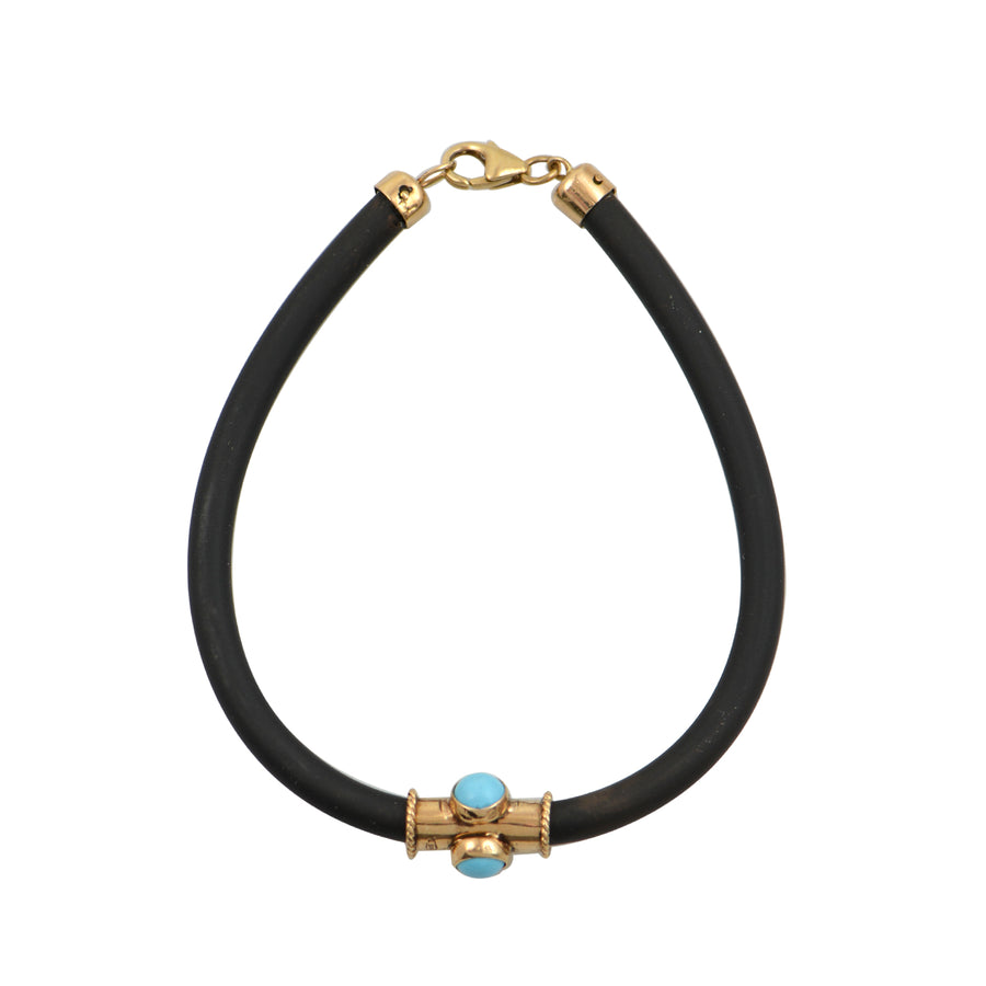 Rubber & Gold Turquoise Bracelet (w/Clasp)