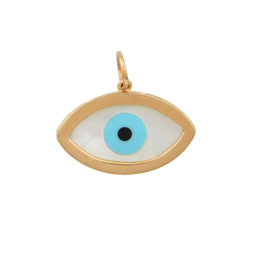 Oval Gold Evil Eye Pendant - Plain