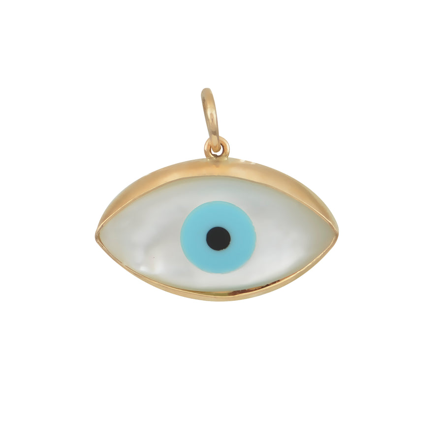 Oval Gold Evil Eye Pendant - Plain