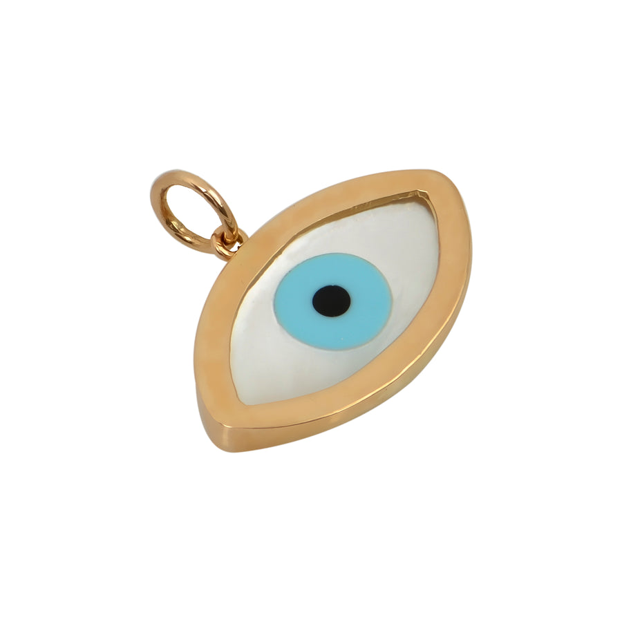 Oval Gold Evil Eye Pendant - Plain