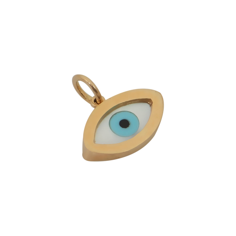 Oval Gold Evil Eye Pendant - Plain