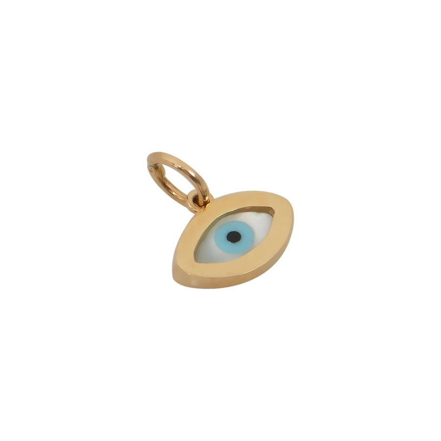 Oval Gold Evil Eye Pendant - Plain