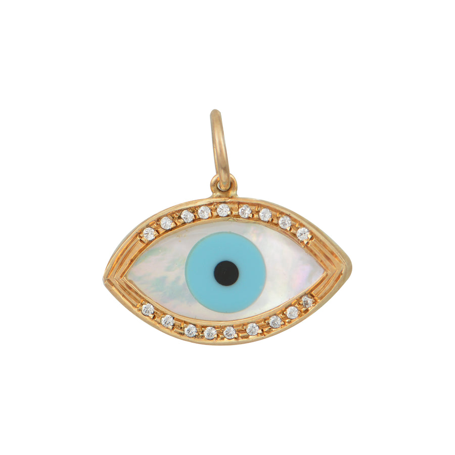 Oval Gold Evil Eye Pendant - w/Cubic Zirconias