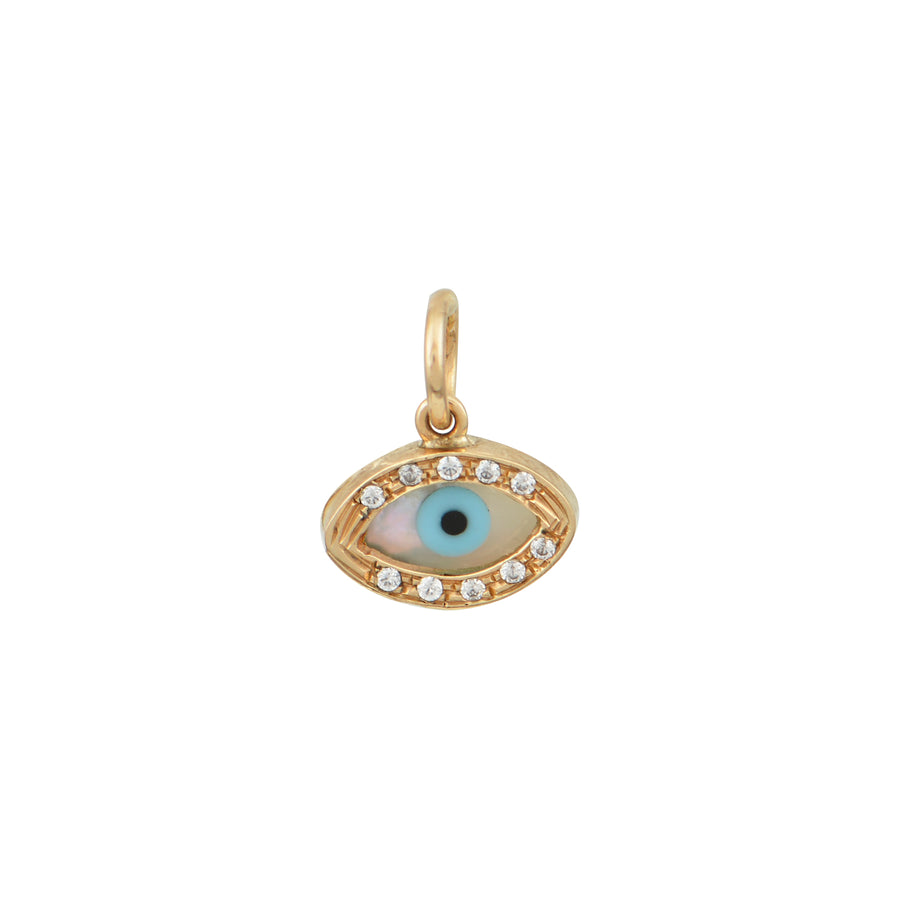 Oval Gold Evil Eye Pendant - w/Cubic Zirconias