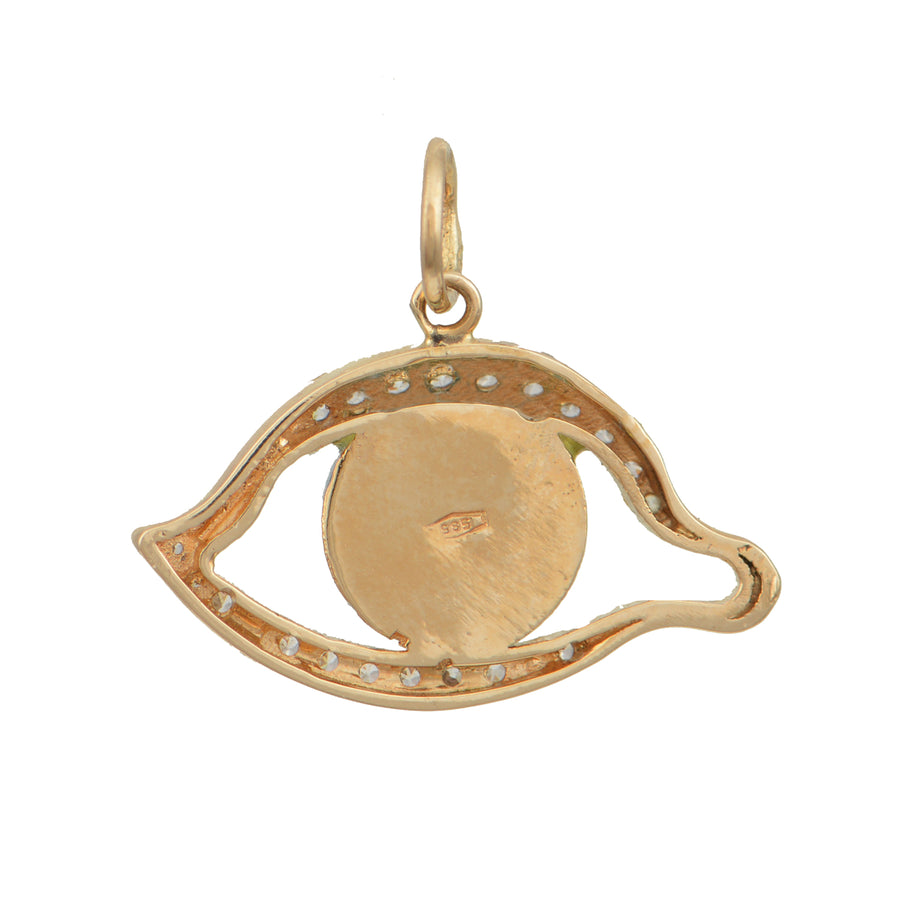 Cleopatra Gaze - Large Gold Evil Eye Charm - w/Clear Cubic Zirconias