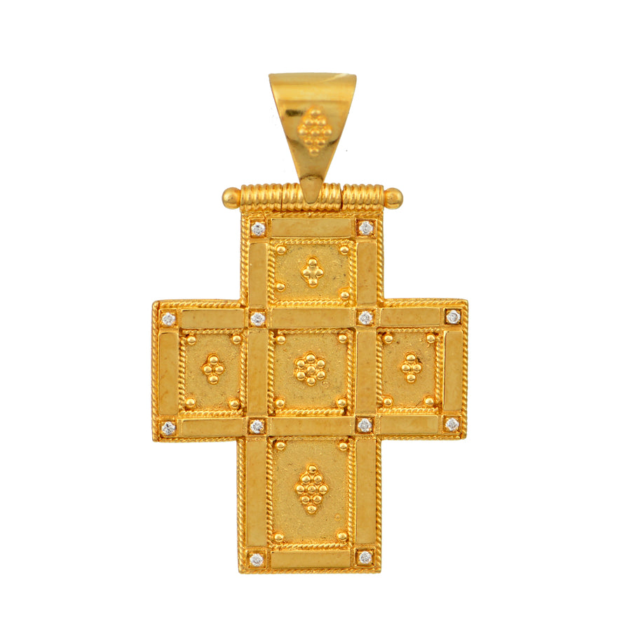 Byzantine Tiles Gold Diamond Cross