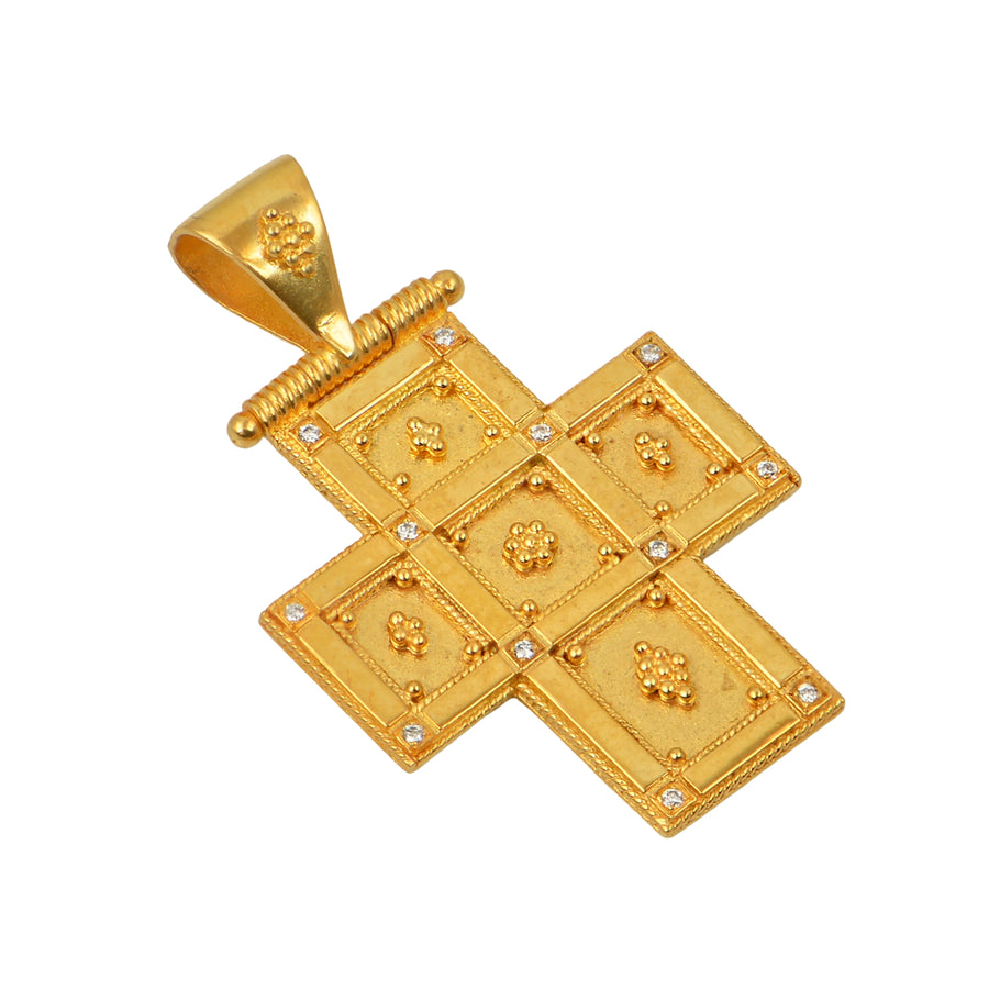 Byzantine Tiles Gold Diamond Cross