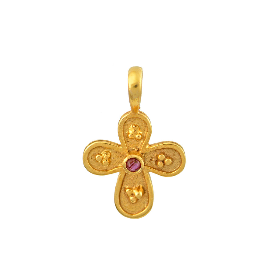 Tiny Rounded Byzantine Gold Cross