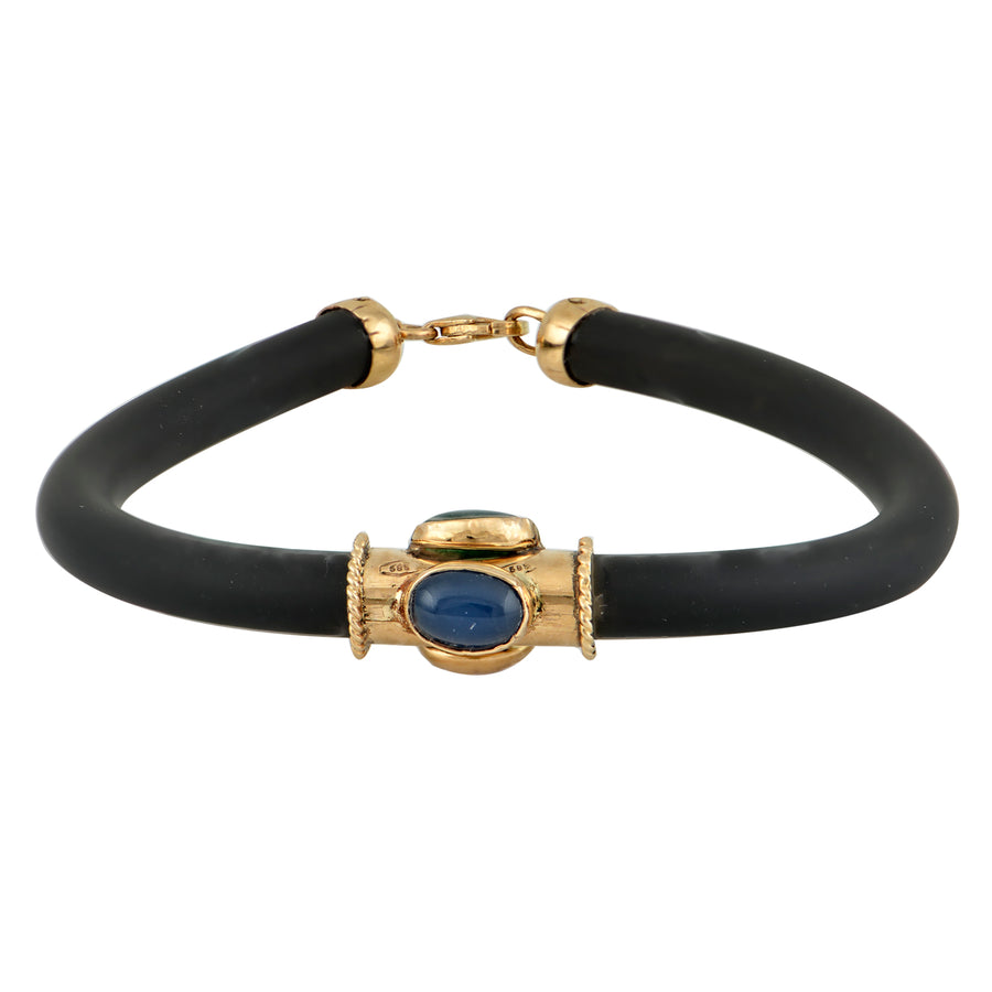 Rubber & Gold Crystals Bracelet (w/clasp)