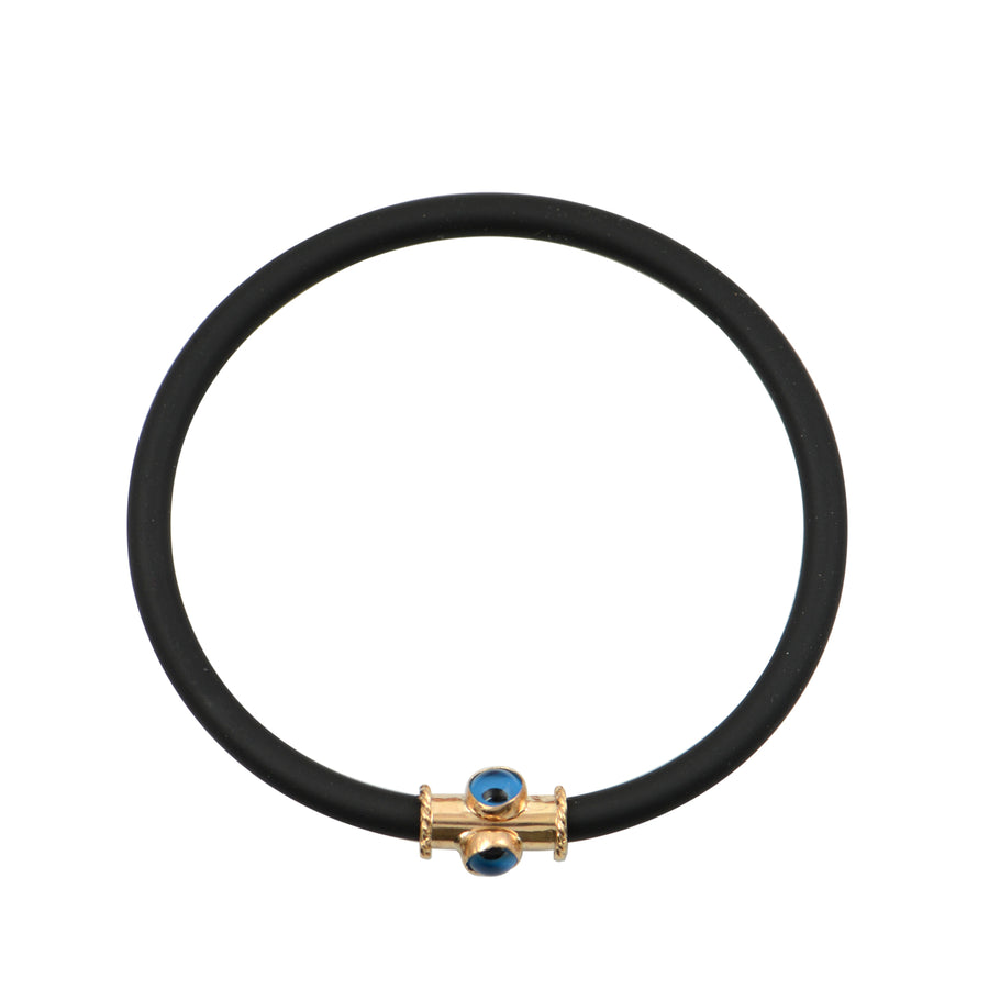 Rubber & Gold Evil Eye Bracelet