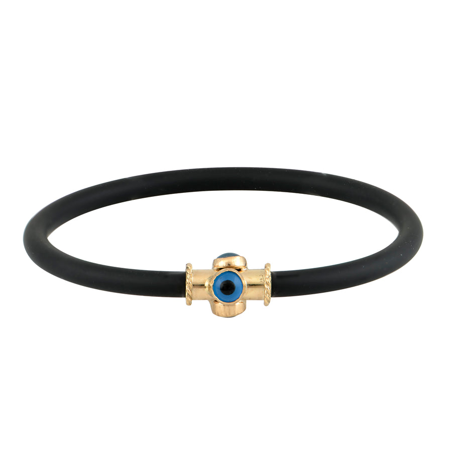 Rubber & Gold Evil Eye Bracelet