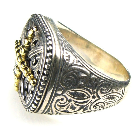 GR2541r Silver & Gold Cross Ring_2