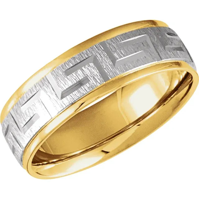 Gold Two Tone Meander Band Ring