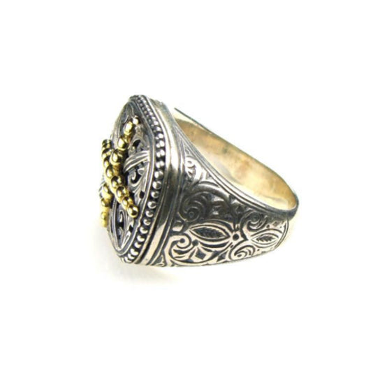 Silver & Gold Byzantine Cross Ring