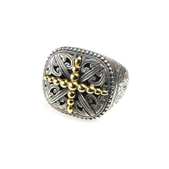 Silver & Gold Byzantine Cross Ring