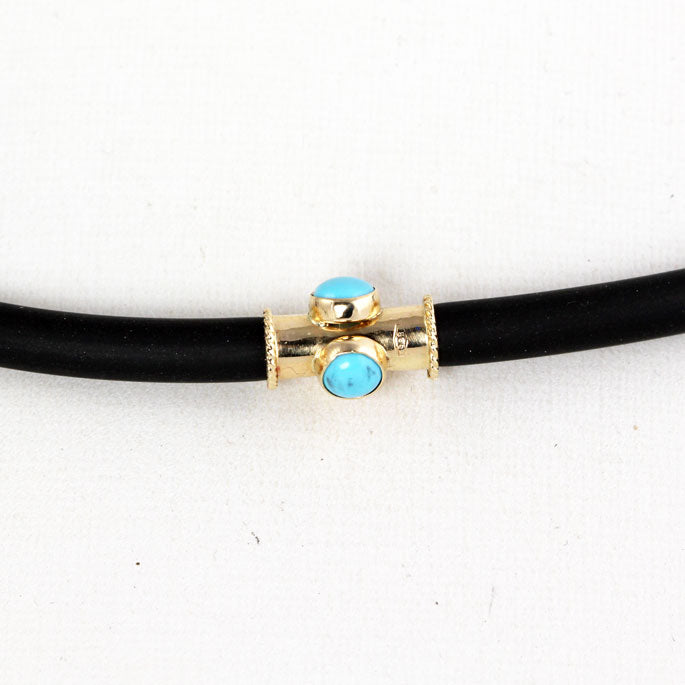 ML0124b Rubber and Gold Bracelet w/Turquoise_2