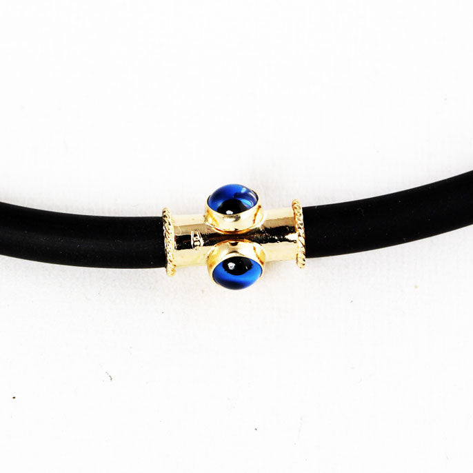 ML0125b Rubber and Gold Bracelet w/Evil Eye _2