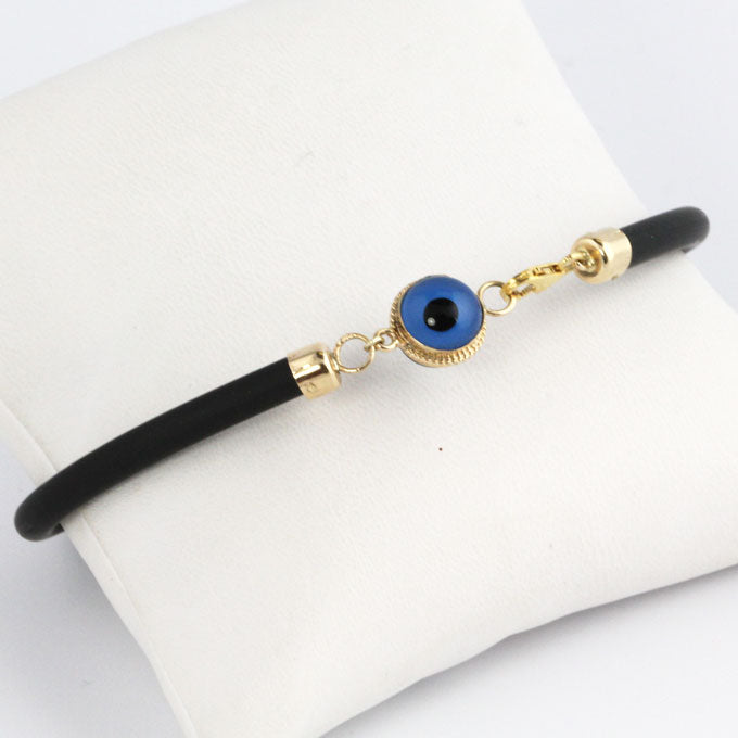 ML0043b Rubber & Gold Bracelet w/Evil Eye