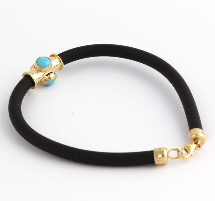 ML1124b Rubber and Gold Bracelet w/Turquoise_2