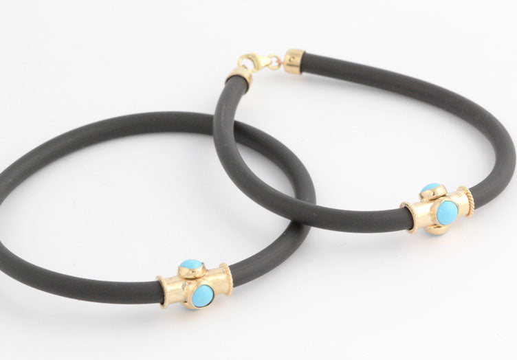 ML1124b Rubber and Gold Bracelet w/Turquoise_3