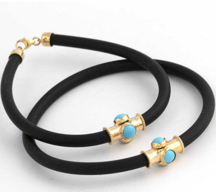 ML0124b Rubber and Gold Bracelet w/Turquoise_4